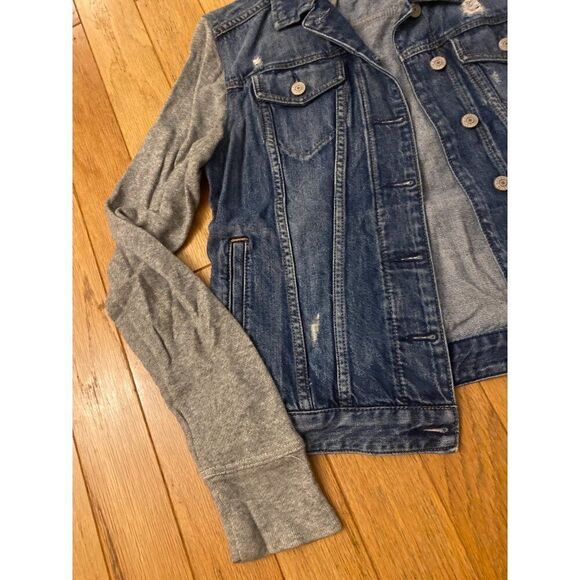 Express Jeans women's denim jacket with cotton long sleeves and hood size Medium - Picture 2 of 9